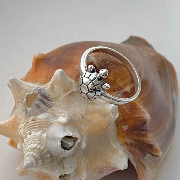 Sterling Silver Sea Turtle Ring, Silver Rings, Animal Ring, Beach, Ocean - Picture 7 of 12